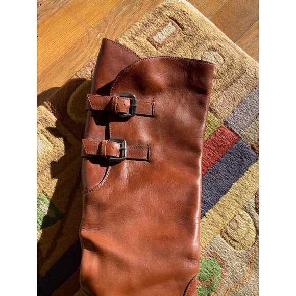 Artisan Leather Riding Boots – Brown Tall Buckle Zip Boot 8N - Picture 2 of 8